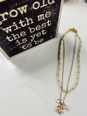 Classic Pearl & Gold Charm Layered Necklace - Women Fashion Jewelry